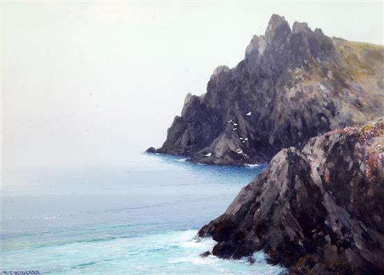 Frederick J. Widgery (1861-1942) Sea cliffs, 9.5 x 13.5in.